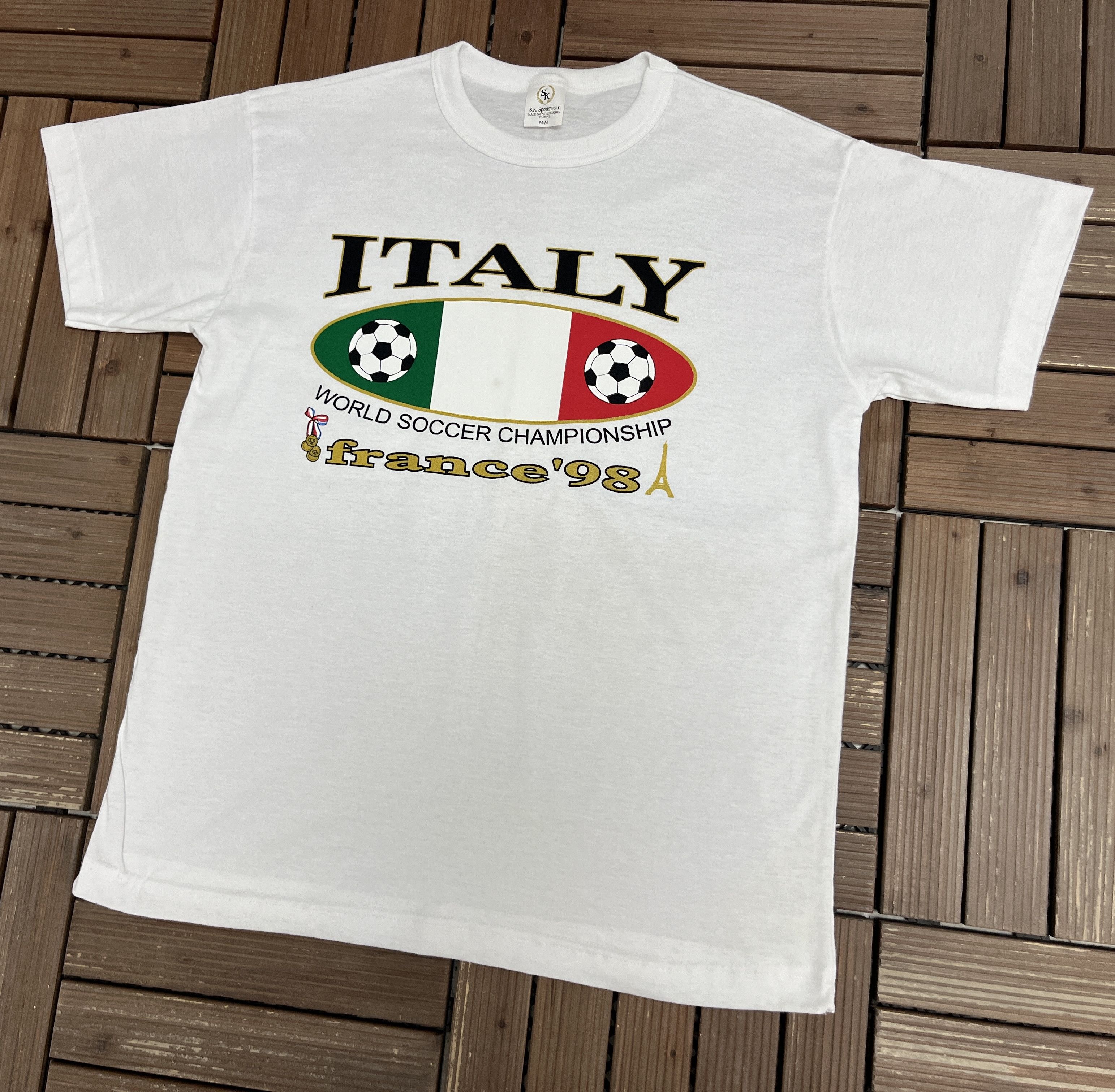Vintage Italy World Soccer Championship '98 Vintage White T-Shirt Size US XXL / EU 58 / 5 - 3 Thumbnail