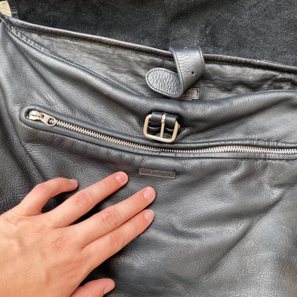 M0851 × Vintage Vintage 90s M0851 Genuine Leather Handbag Purse Black Size ONE SIZE - 6 Thumbnail