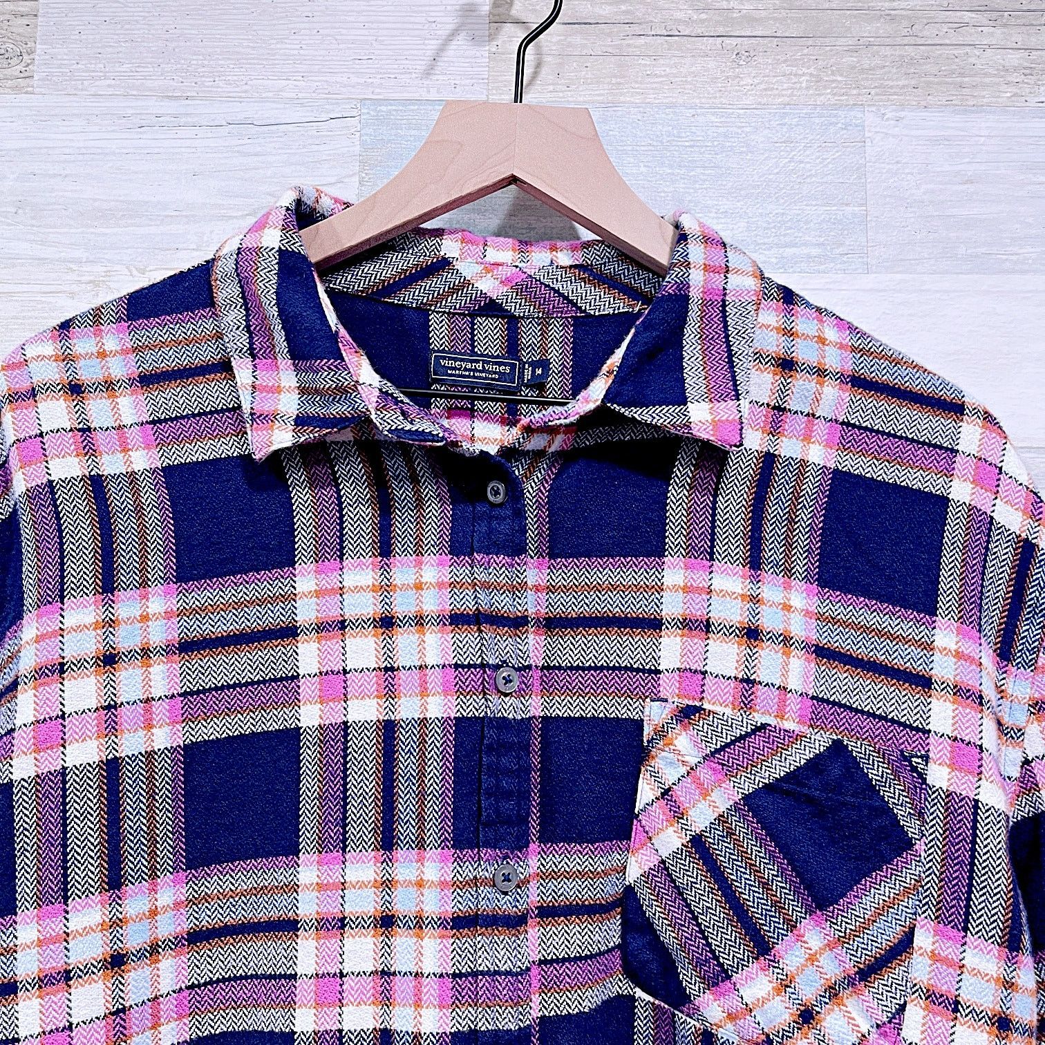 Vineyard Vines Vineyard Vines Flannel Shirt Pink Blue Plaid Womens 14 Size XL / US 12-14 / IT 48-50 - 2 Thumbnail