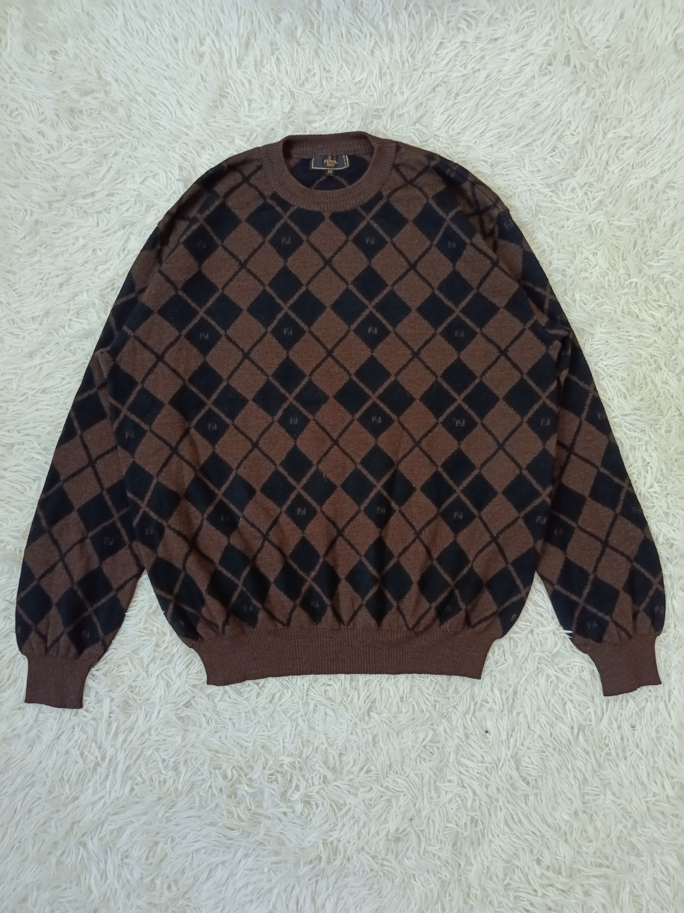 Fendi FENDI ARGYLE KNIT WOOL SWEATSHIRT Size US L / EU 52-54 / 3 - 2 Thumbnail