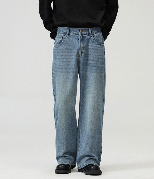 Japanese Brand Japanese retro straight-leg loose washed baggy jeans for men Size US 32 / EU 48 - 2 Thumbnail