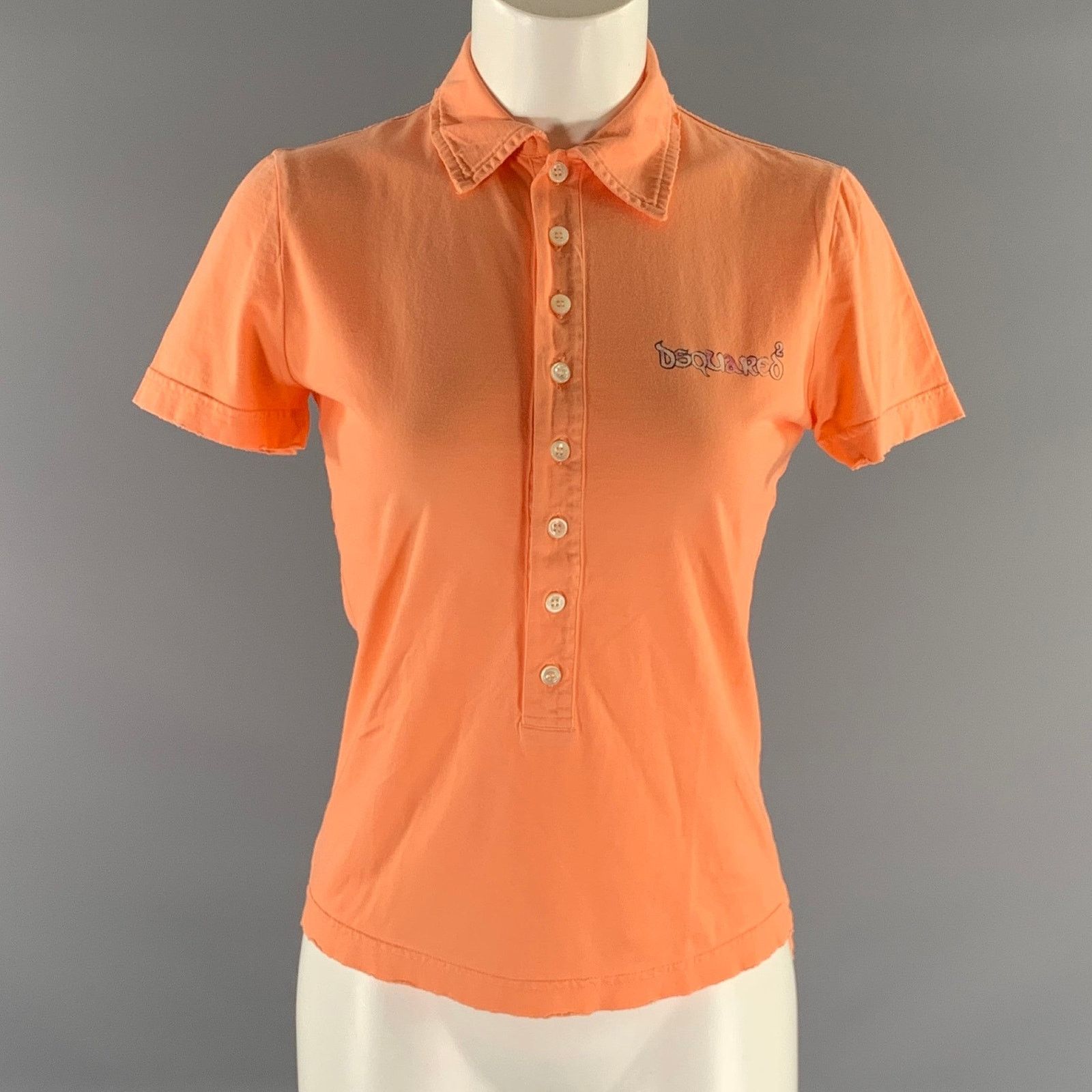 Dsquared2 DSQUARED2 Size M Orange Cotton Polo Shirt Size M / US 6-8 / IT 42-44 - 1 Thumbnail