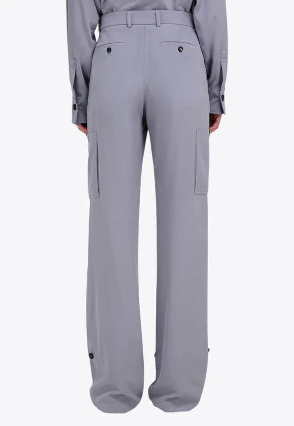 Salvatore Ferragamo o1s1rm0526 Straight-Leg Silk Cargo Pant in Grey Size 25" / US 0 / IT 36 - 3 Thumbnail