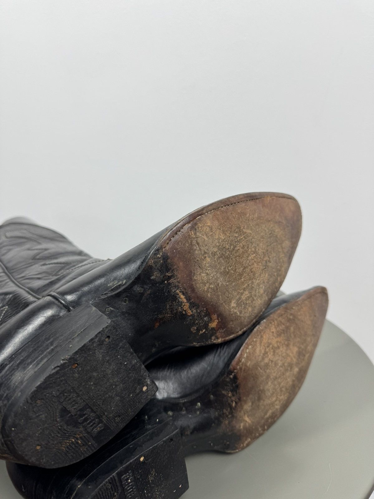 Other Vintage Black Leather Cowboy Western Boots Leather 43 EU Size US 9.5 / EU 42-43 - 13 Thumbnail
