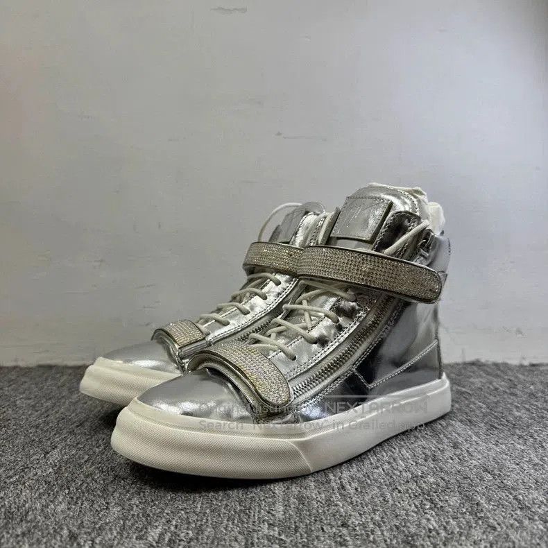 Vintage Giuseppe Zanotti Silver High-Top Sneakers. Size US 8.5 / EU 41-42 - 1 Thumbnail