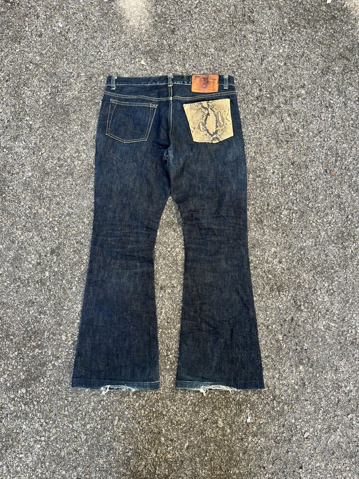 Hysteric Glamour Flared Vintage Tokyo Jeans Japan Snake Leather Flare Denim Size US 31 - 1 Thumbnail