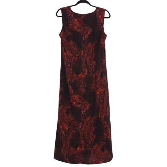 Vintage Vtg 90s Witchy Burnt Paisley Maxi Dress Sz M Black Double Sl Size M / US 6-8 / IT 42-44 - 10 Thumbnail