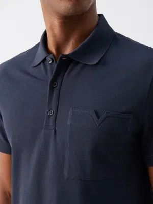 Valentino Garavani o1y0525 Logo Polo Shirt in Midnight Blue