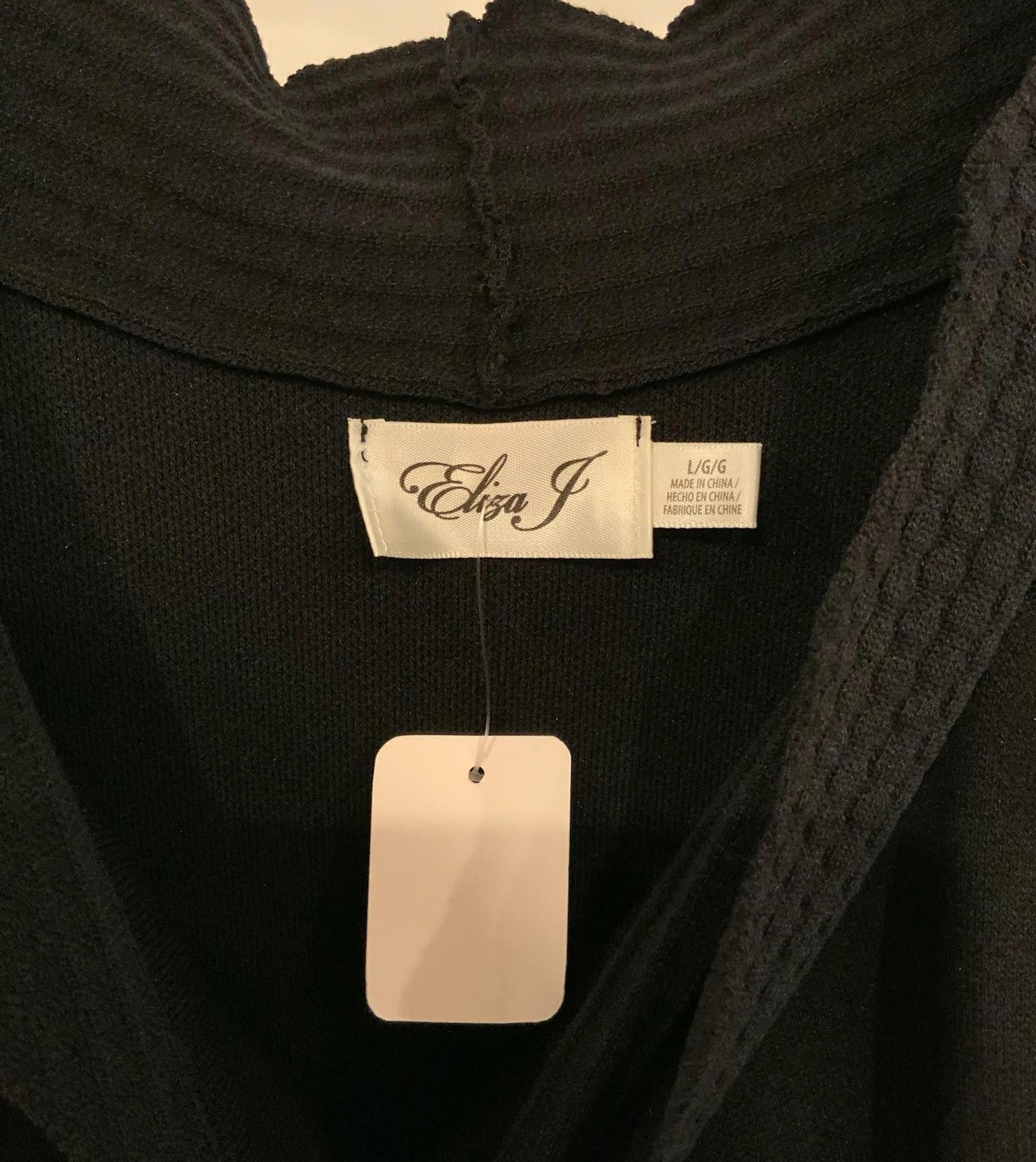 Designer Eliza J Women's Black Knit Dress with Scalloped Trim, Size L Size L / US 10 / IT 46 - 3 Thumbnail