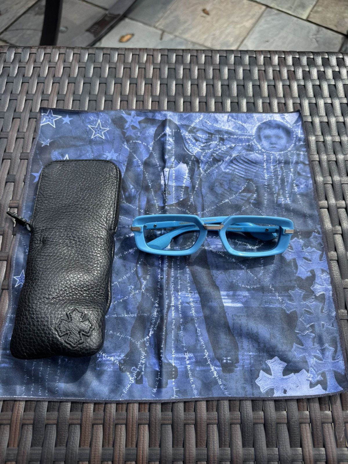 Rare Chrome Hearts Asstravagant Sunglasses Baby Blue Gold