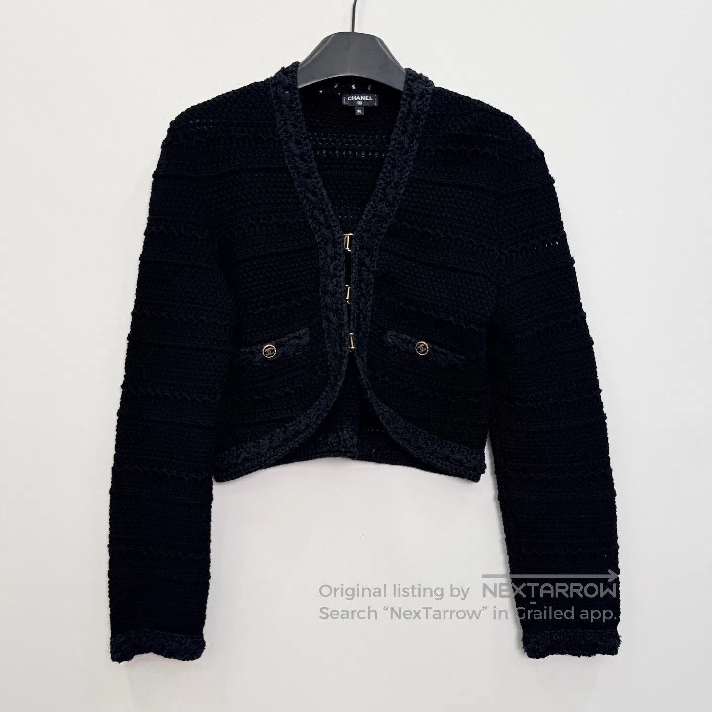 Chanel Chanel Black Crochet Short Open Cardigan| Size XS / US 0-2 / IT 36-38 - 1 Thumbnail