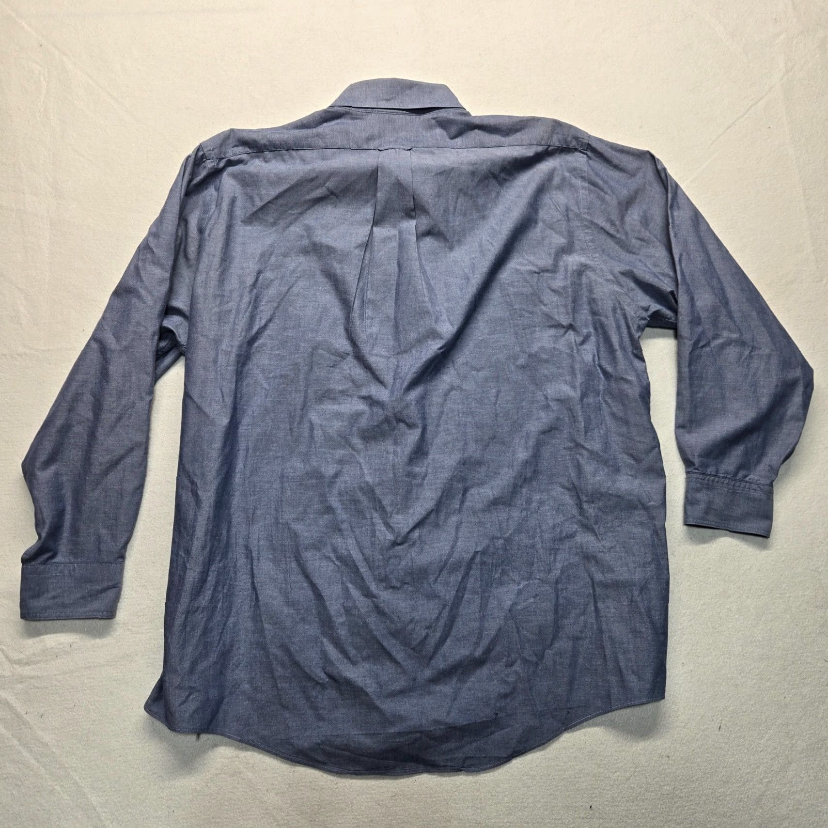Lands' End Lands' End Shirt Men's Button-Down Solid Blue Long Sleeve 17.5 34 Size 17.5 Adult Regular Cotton Classic Fit Mens Size US XL / EU 56 / 4 - 8 Thumbnail
