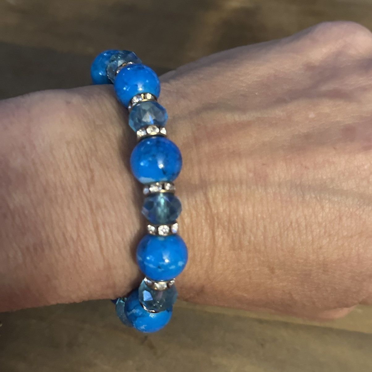 Other Blue beaded stretch bracelet with cross charm Size ONE SIZE - 2 Thumbnail