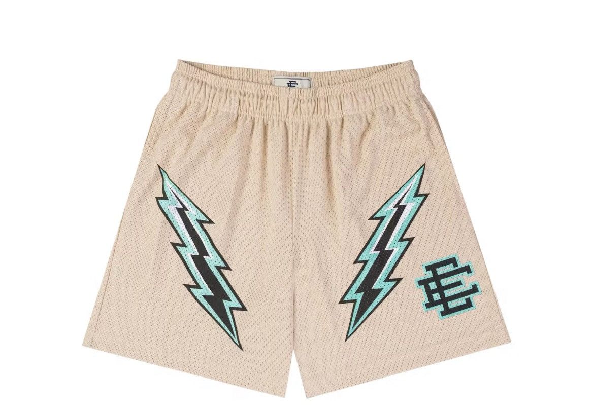 Eric Emanuel EE whitecap grey lightning bolt shorts medium