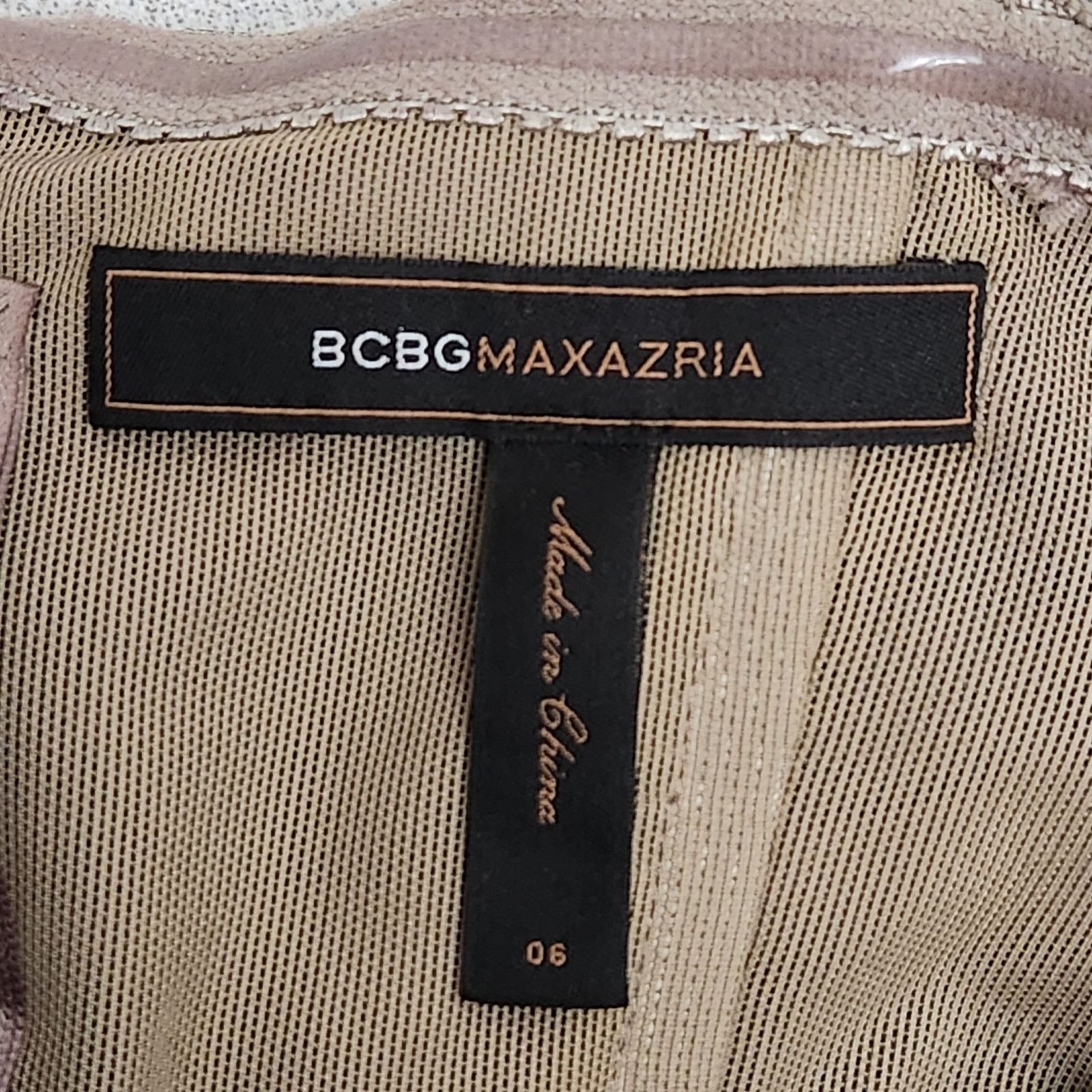 Bcbgmaxazria BCBGMAXAZRIA Brown Tan Satin Material Striped Mini Dress 6 Size M / US 6-8 / IT 42-44 - 3 Thumbnail