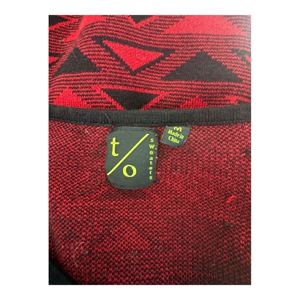 Other t/o Sweaters Red & Black Geometric Knit Top | Size M Size M / US 6-8 / IT 42-44 - 4 Thumbnail