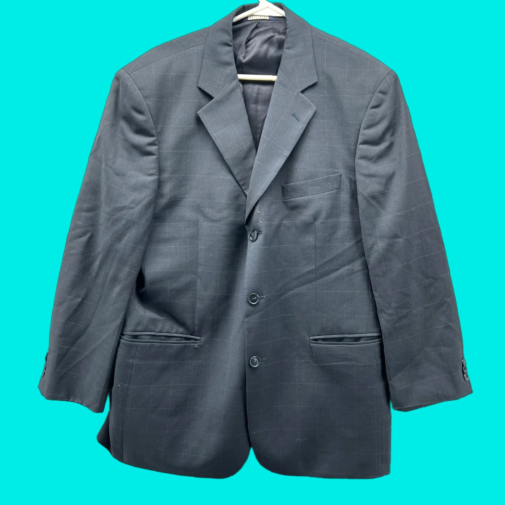 Brooks Brothers Brooks Brothers Blazer Mens 41R Blue Wool Check Single-Breasted 3-Button Jacket Dress Coat Sports Tuxedo Adult 41R Mens Size 42R - 1 Thumbnail