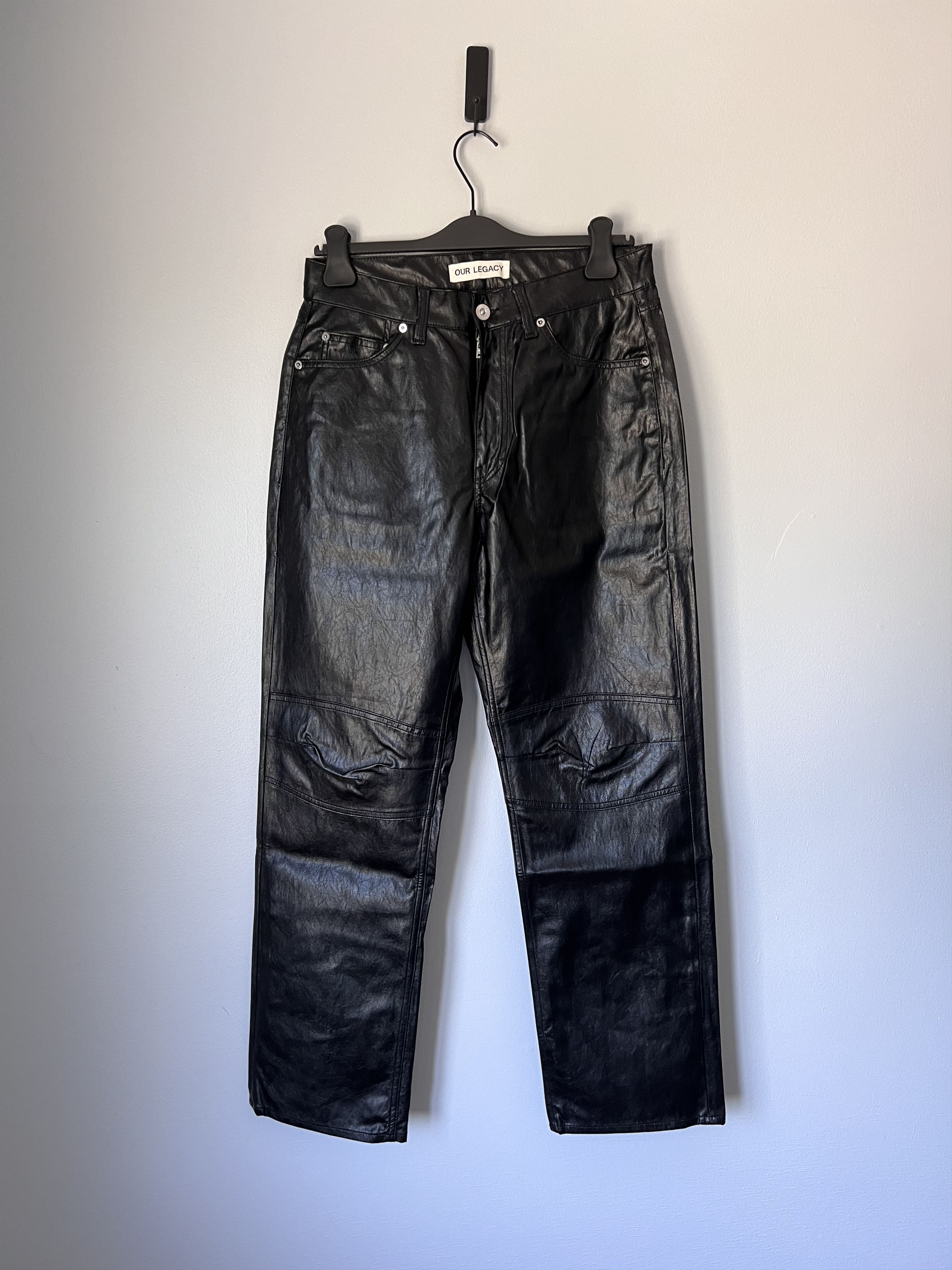 Our Legacy Our Legacy Formal Moto Cut Faux Leather Pants in Black Size US 31 - 1 Thumbnail