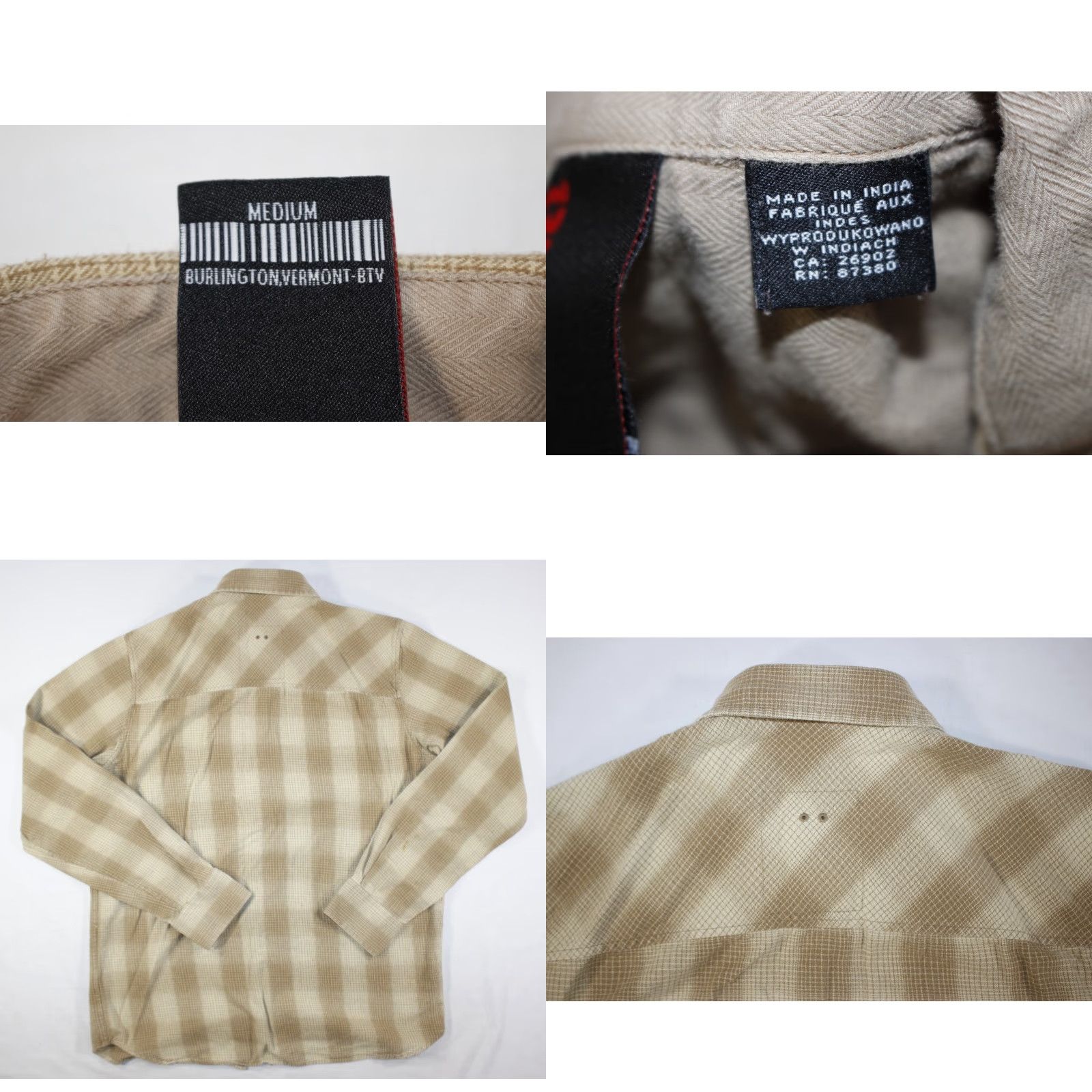 Burton Burton Shirt Men's Medium Flannel Button Down 100% Cotton Plaid Beige Size US M / EU 48-50 / 2 - 8 Thumbnail