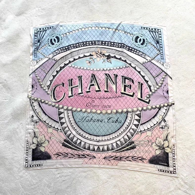 Chanel Chanel Colourful logo letter floral printed mulberry silk Size ONE SIZE - 1 Thumbnail