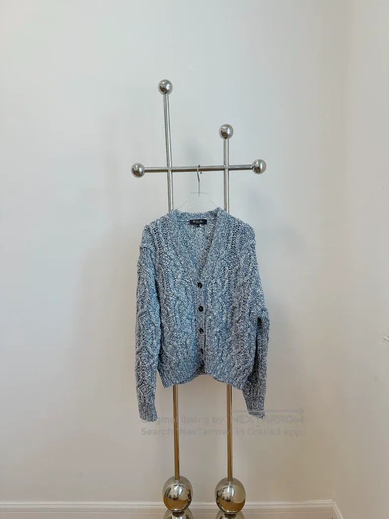 Loro Piana LORO PIANA Blue Mixed Color Cable Knit Cashmere Cardigan Size S / US 4 / IT 40 - 1 Thumbnail