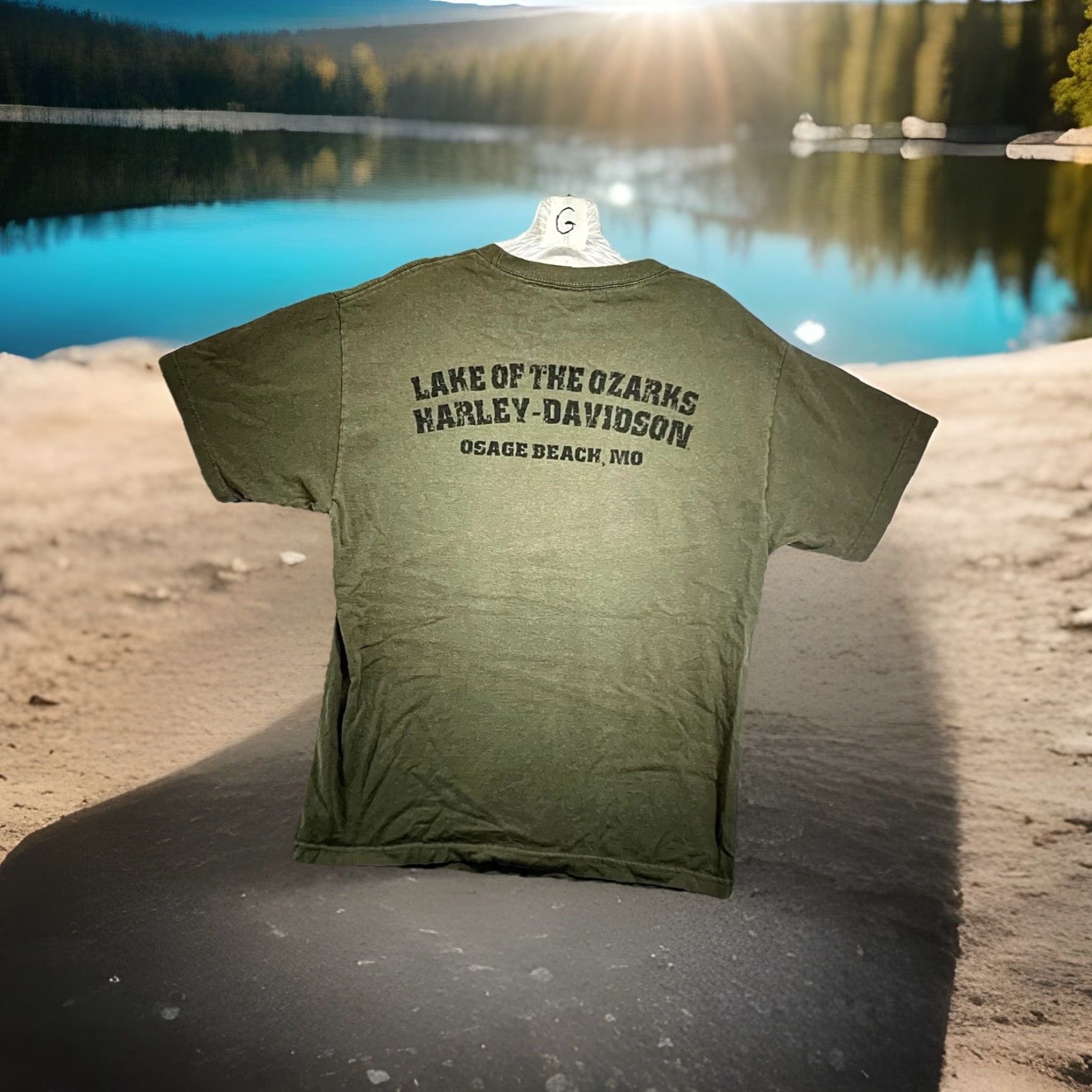 Harley Davidson VINTAGE Harley-Davidson T-Shirt Men Small Army Green Graphic Print Crew Neck Cotton Retro Outdoor Size US S / EU 44-46 / 1 - 2 Thumbnail