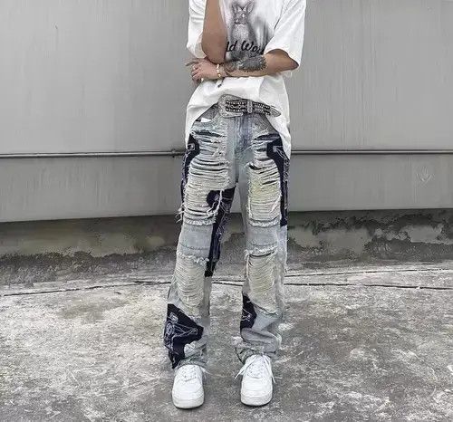 Japanese Brand Street hip hop grunge raw edge jeans Size US 32 / EU 48 - 1 Thumbnail