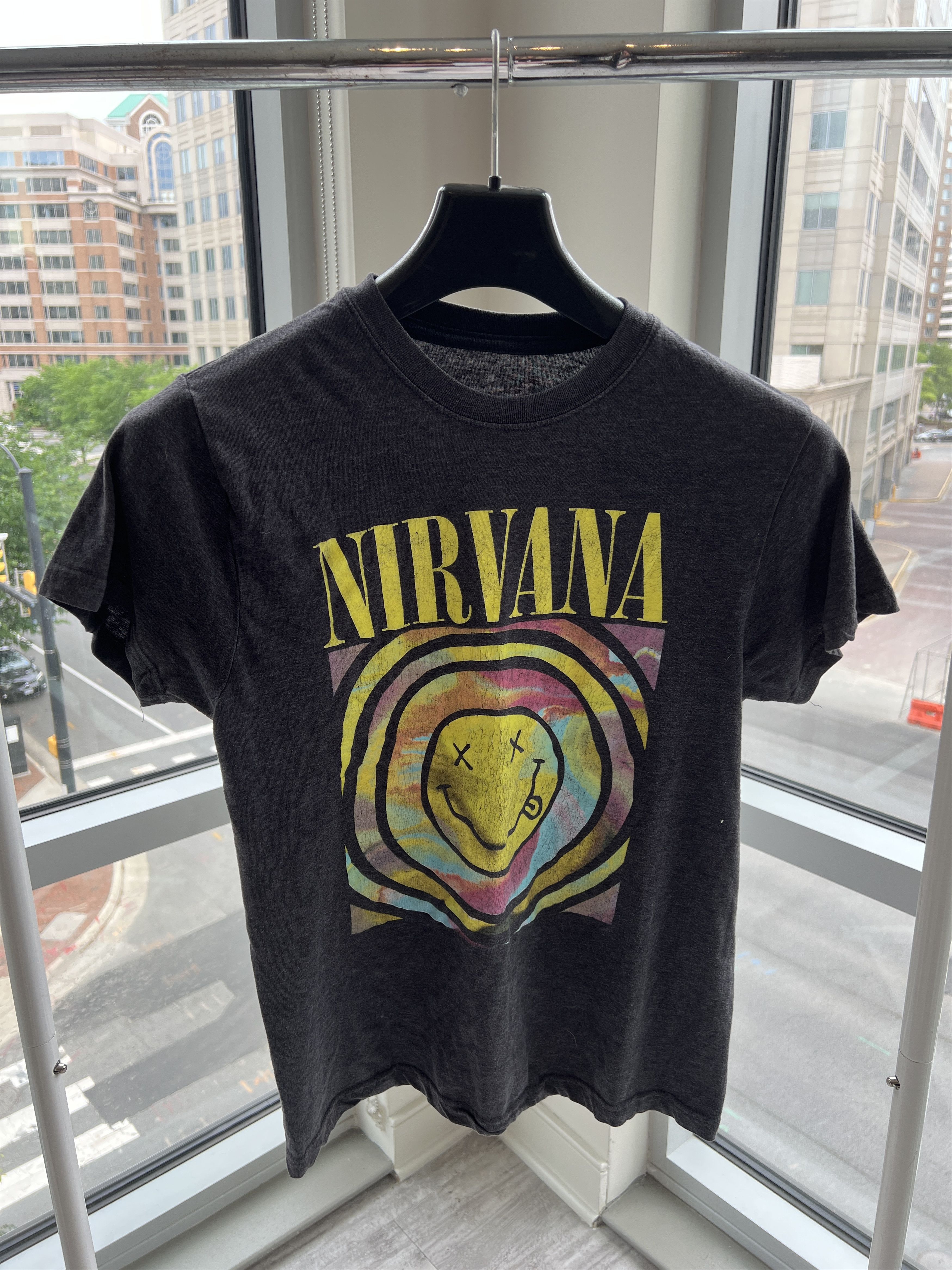 Nirvana Nirvana Smiley Face Tie Dye Graphic T-Shirt Charcoal Band Size S / US 4 / IT 40 - 1 Thumbnail