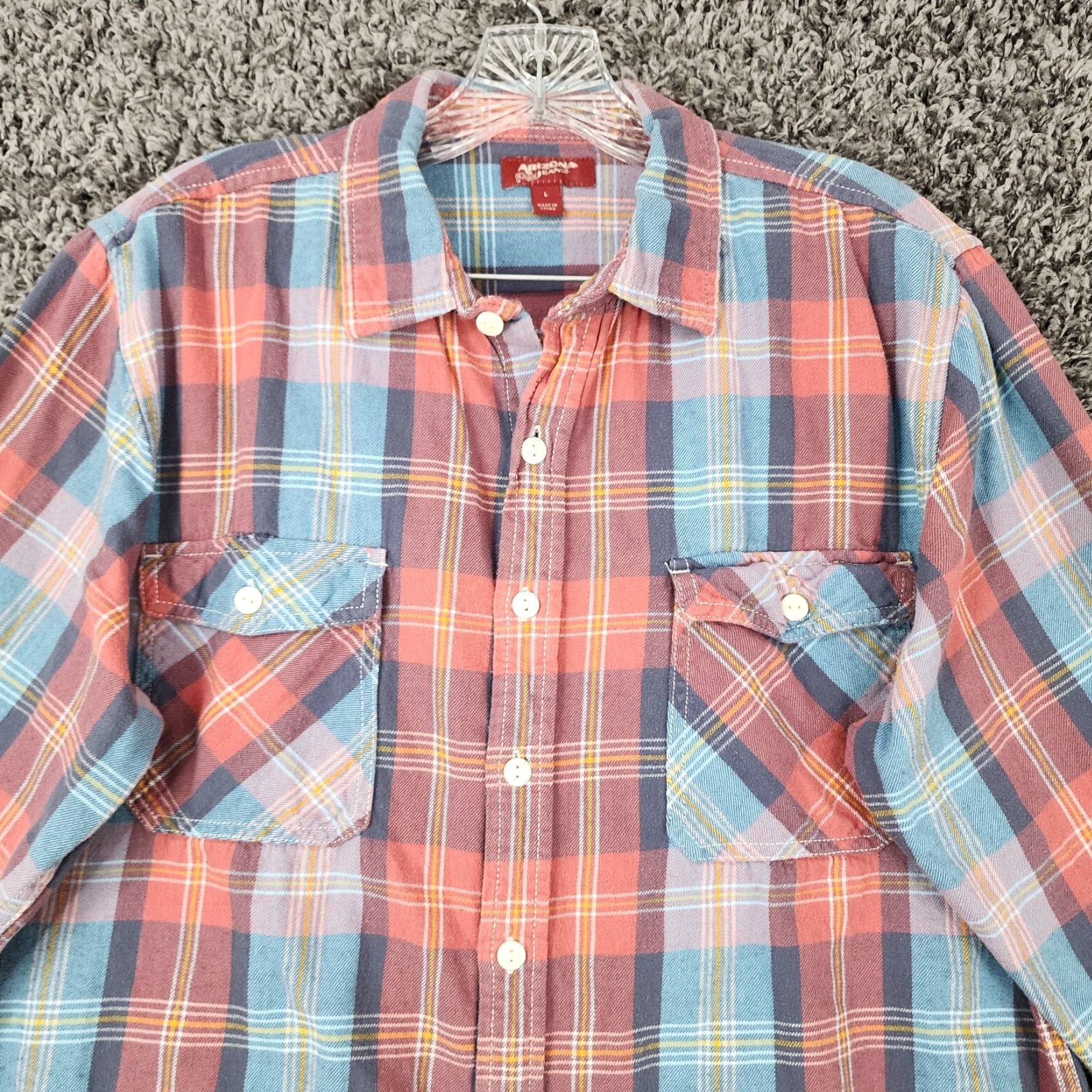 Vintage VINTAGE Arizona Jeans Shirt Men L Red Blue Plaid Flannel Button-Up Long Sleeve Size US L / EU 52-54 / 3 - 3 Thumbnail