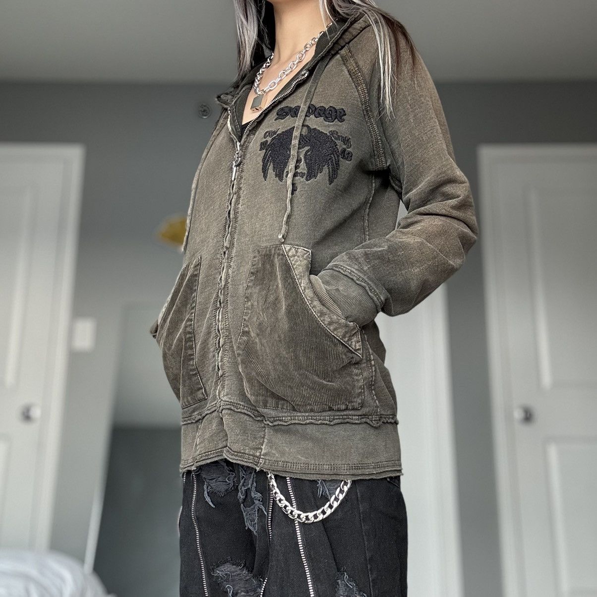 Salvage Y2K Salvage Vultures Embroidered Zip Up Hoodie Size US L / EU 52-54 / 3 - 12 Thumbnail