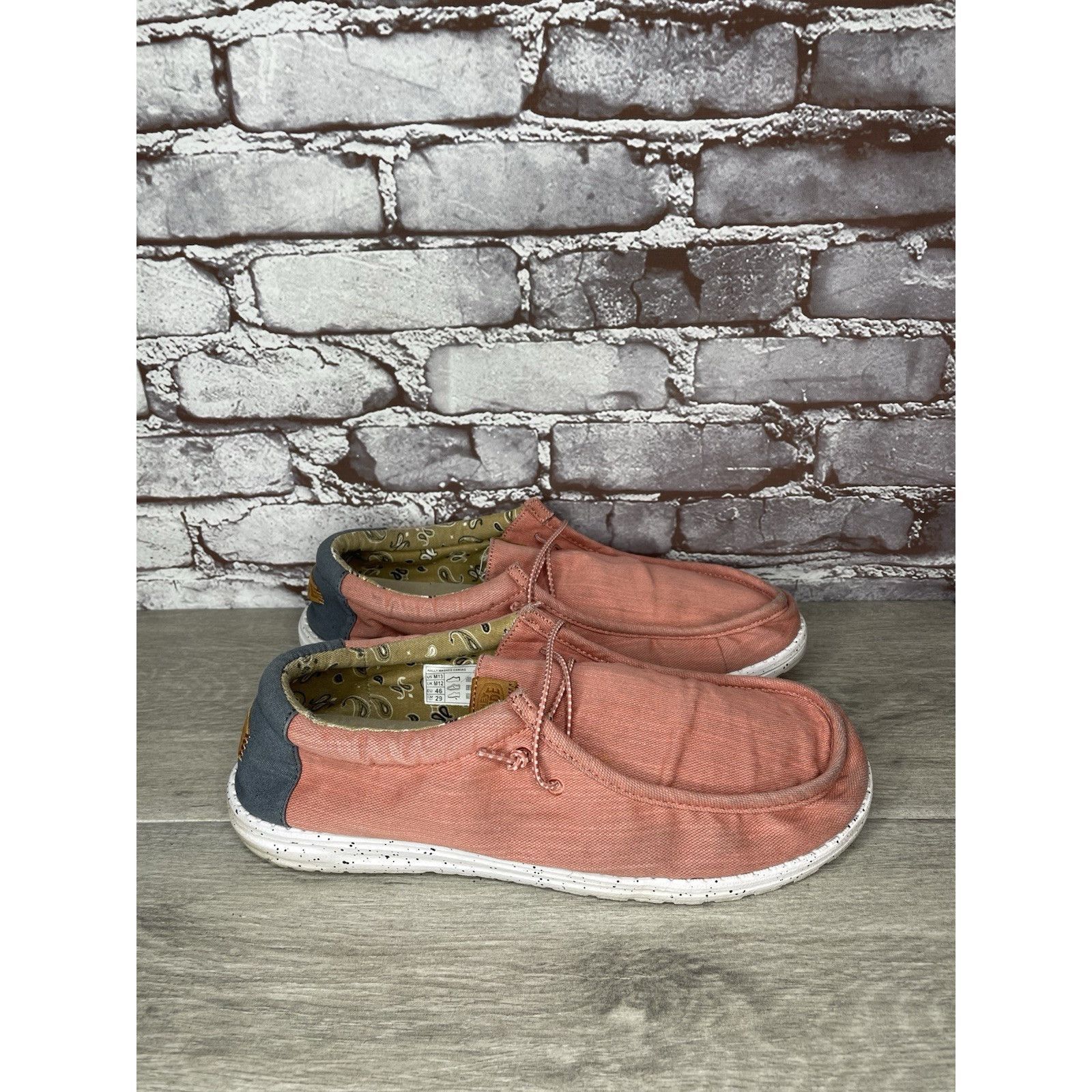 Other Hey Dude Shoes Wally Washed Pink Fabric Slip On Comfort Shoe Size US 13 / EU 46 - 3 Thumbnail