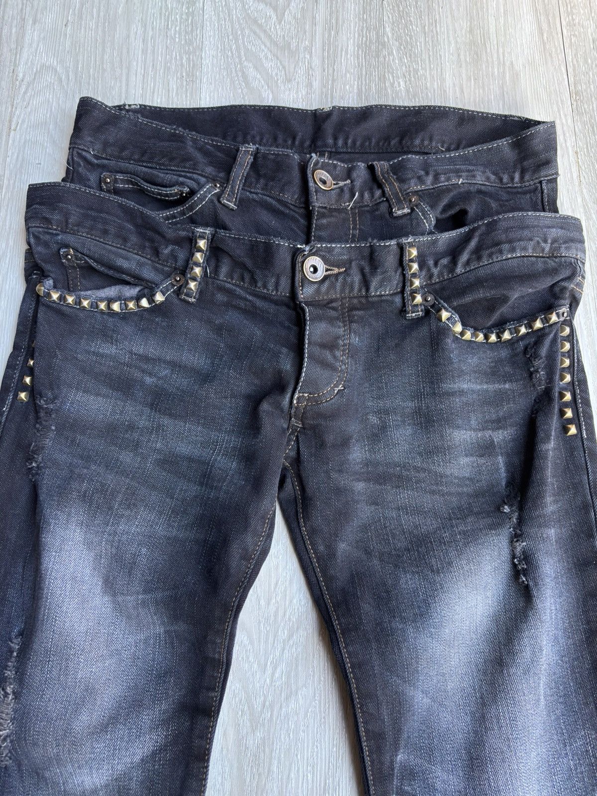 5351 POUR LES HOMMES BUFFALO double waist sudded flare jeans Size US 26 / EU 42 - 2 Thumbnail