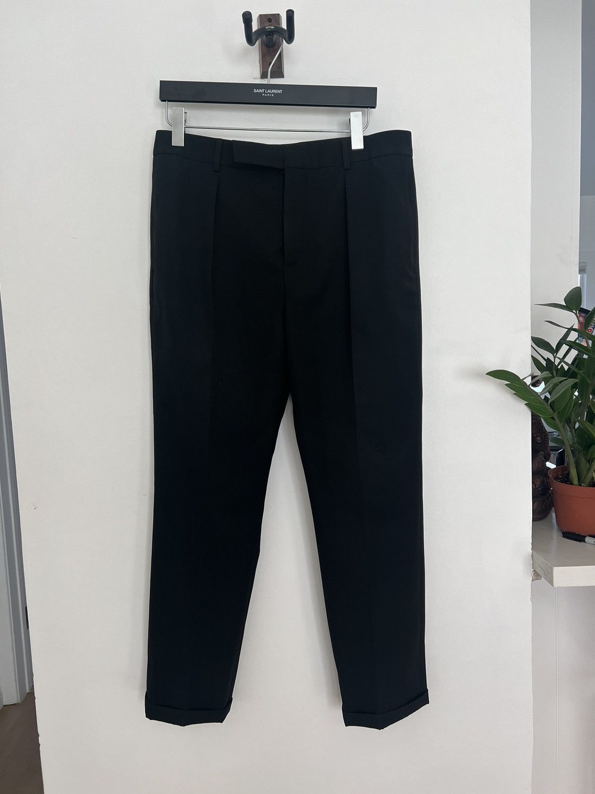 image of Saint Laurent Paris Pleated Trousers Fw19 in Black, Men's (Size 34)