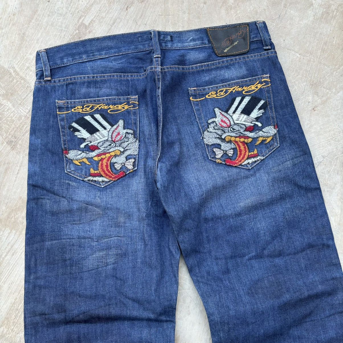 Ed Hardy Rare💥Crazy Vintage 90s Edhardy Joker Panther Jeans Size US 36 / EU 52 - 3 Thumbnail