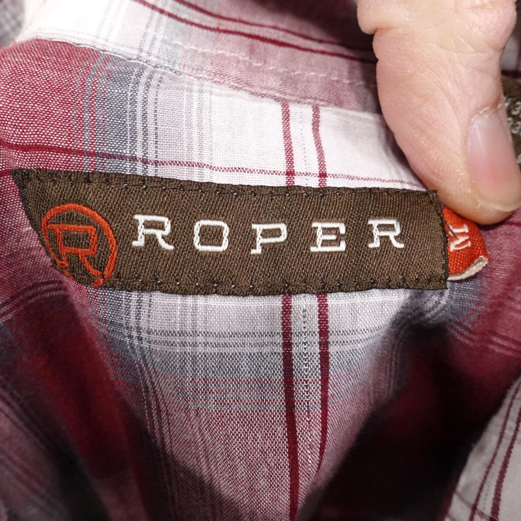 Roper Roper Shirt Mens Large Red Gray Plaid Western Pearl Snap Long Sleeve Cowboy Shirt Size US XL / EU 56 / 4 - 6 Thumbnail