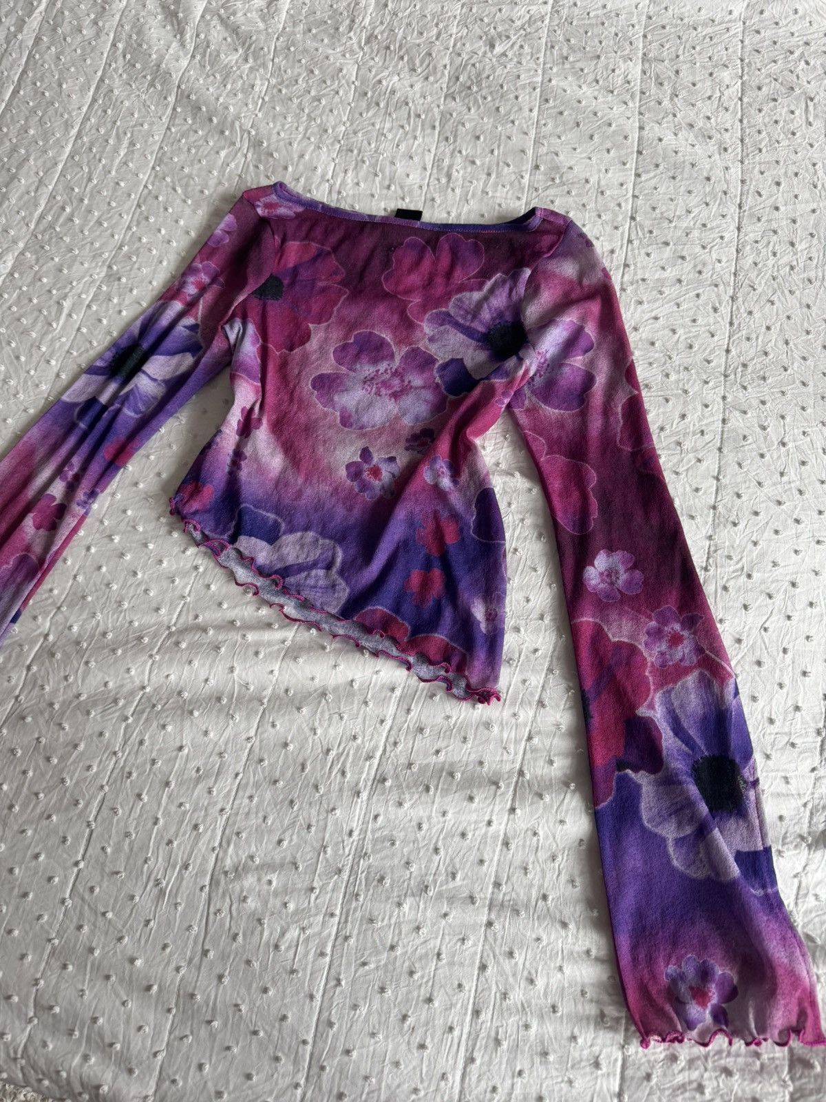 Urban Outfitters Asymmetrical floral mesh skirt + top set 🌸 Size S / US 4 / IT 40 - 4 Thumbnail