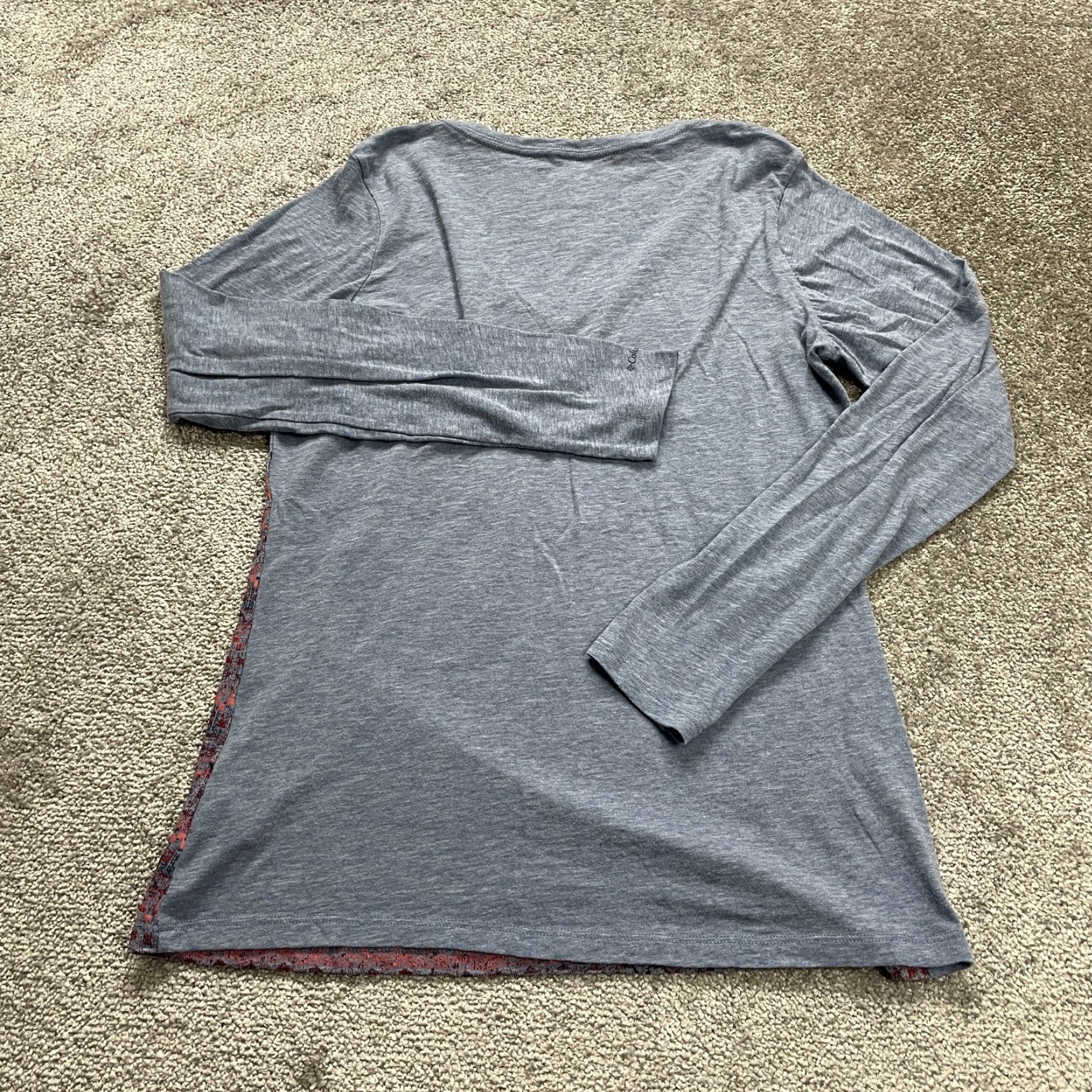 Logo 7 Columbia Top Womens Medium Gray V-Neck Long Sleeve Cotton Casual Logo Ladies Size M / US 6-8 / IT 42-44 - 2 Thumbnail