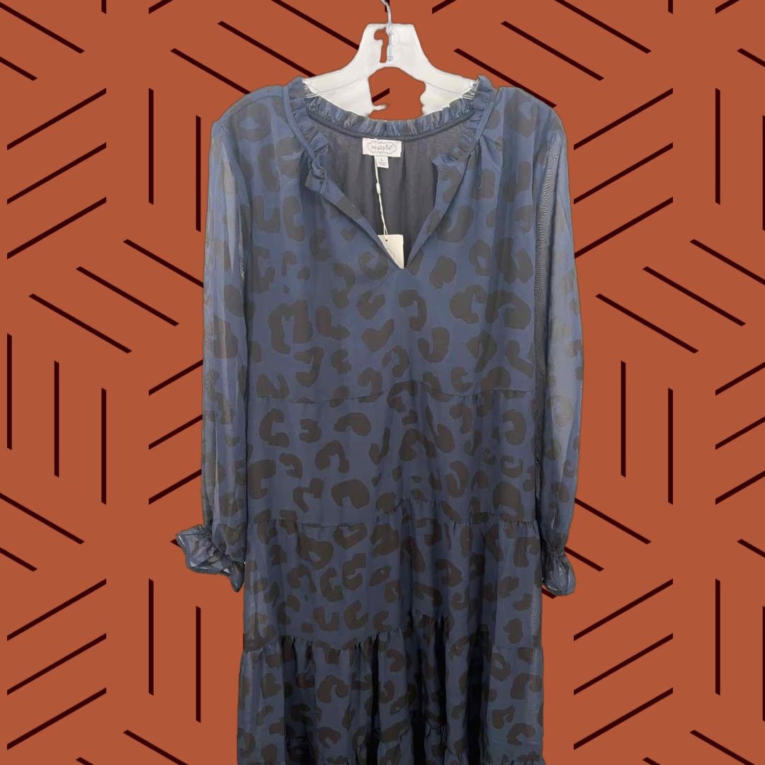 Vintage Mud Pie Navy Large Maxi Long Sleeve Dress Size L / US 10 / IT 46 - 1 Thumbnail