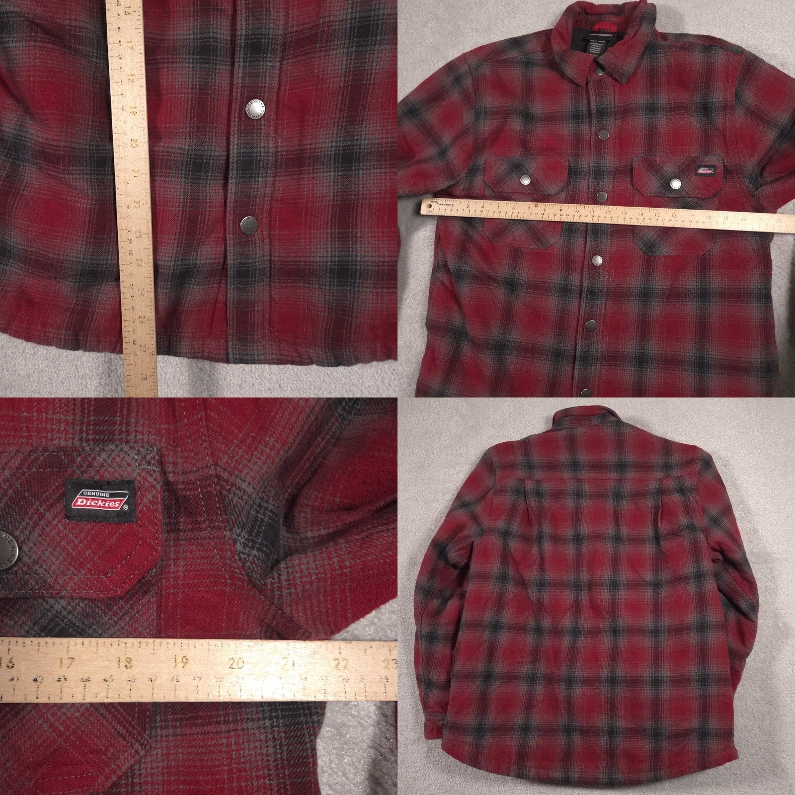 Dickies Dickies Jacket Mens M Red Plaid Fleece Lined Insulated Snap Front Shacket Plaid Shacket Jacket Mens Red Size US M / EU 48-50 / 2 - 8 Thumbnail