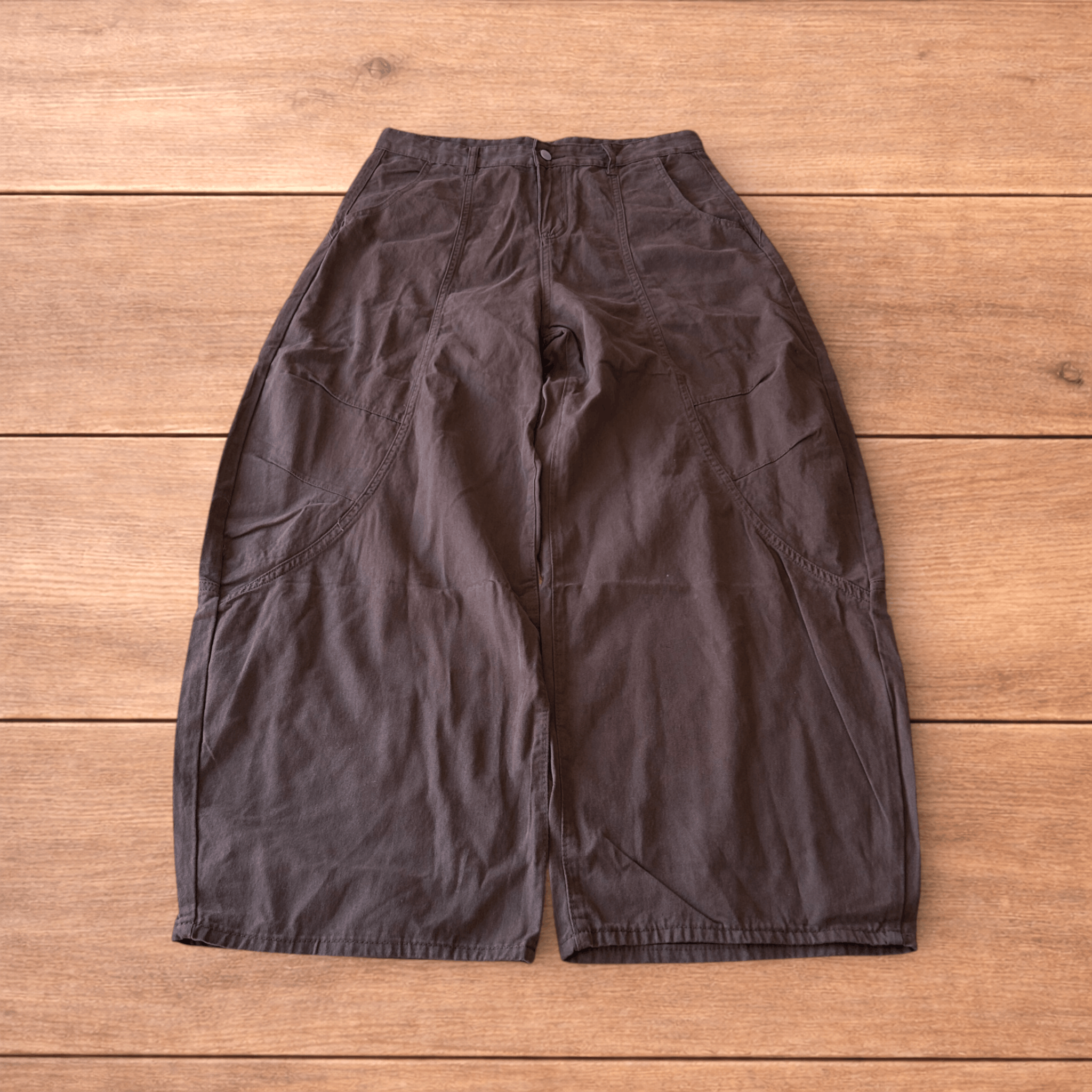 Japanese Brand Vintage Military style baggy wide cargo trousers in brown. Size US 34 / EU 50 - 1 Thumbnail