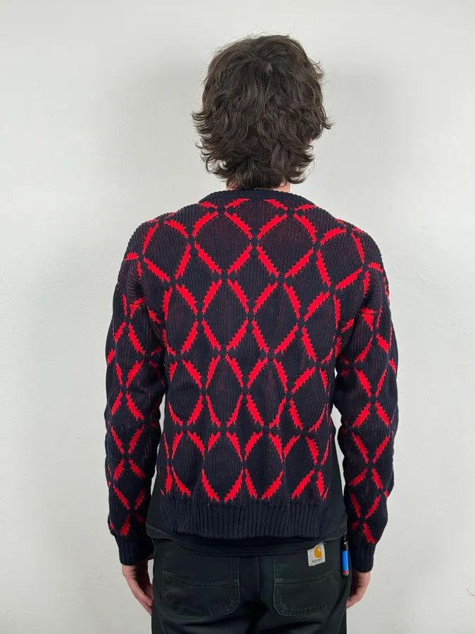 Versace AW2017 Versace Red Losange Navy Wool Sweater Size US S / EU 44-46 / 1 - 3 Thumbnail