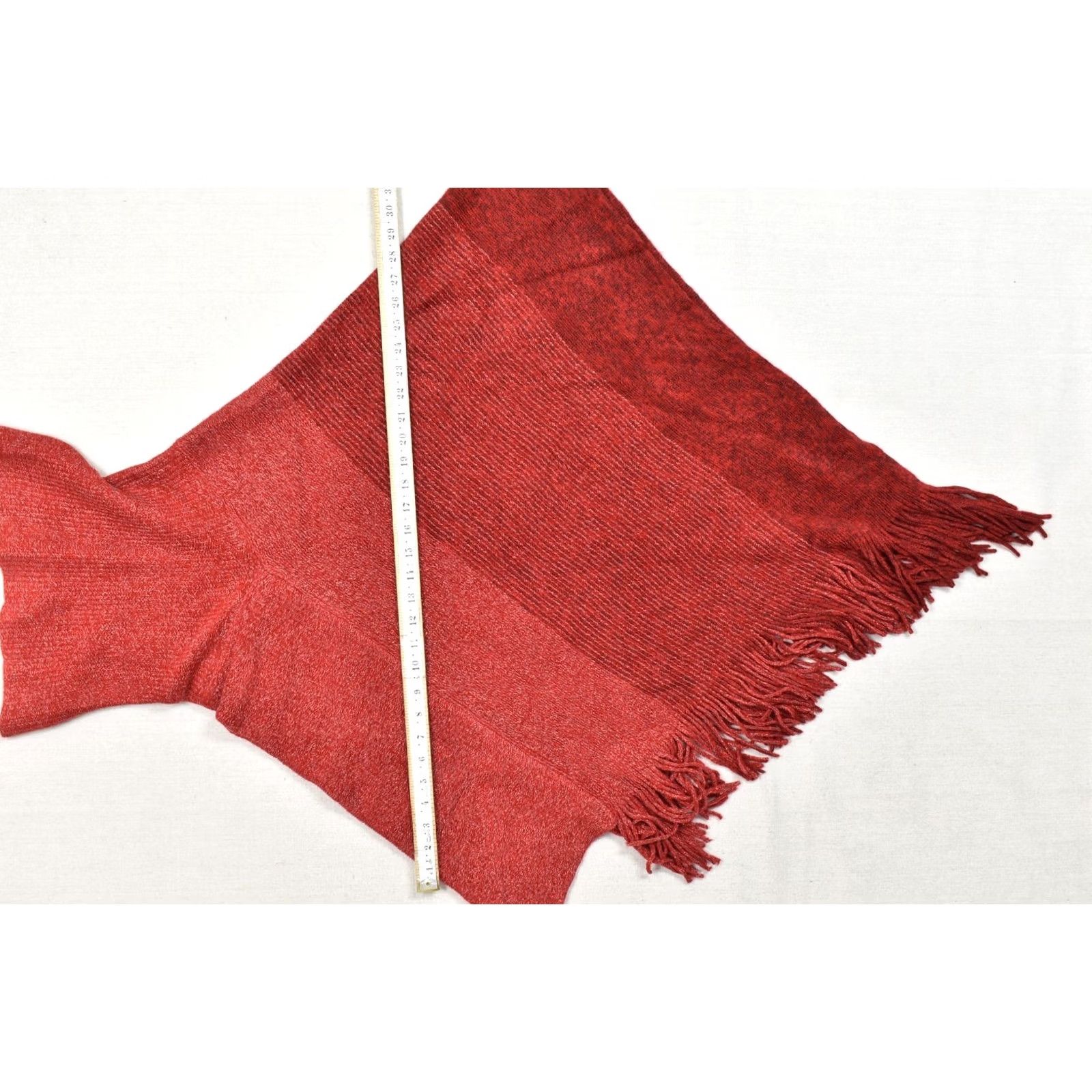 Vintage Chico's Red Poncho Sweater One Size Metallic Knit Fringe Hem Turtleneck Pullover Knit Woman Women Winter Fall Spring Casual Mens Size ONE SIZE - 3 Thumbnail