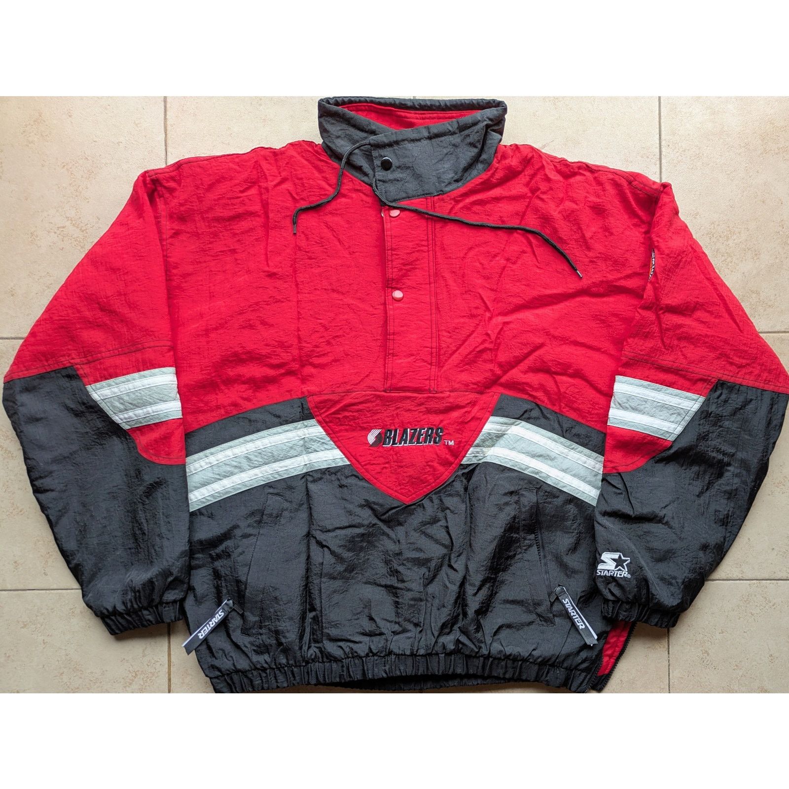 NBA × Starter Portland Blazers 90s STARTER puffer Pullover blk red vintage Size US L / EU 52-54 / 3 - 2 Thumbnail