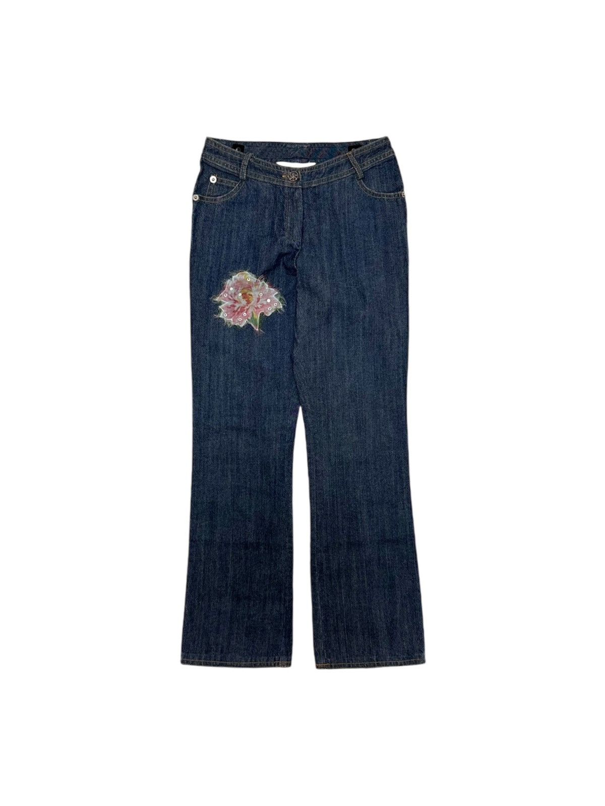 Dior CHRISTIAN DIOR Kids S/S 2005 Floral Swarovski Denim Pants Size 24" / US 00 / IT 34 - 1 Thumbnail