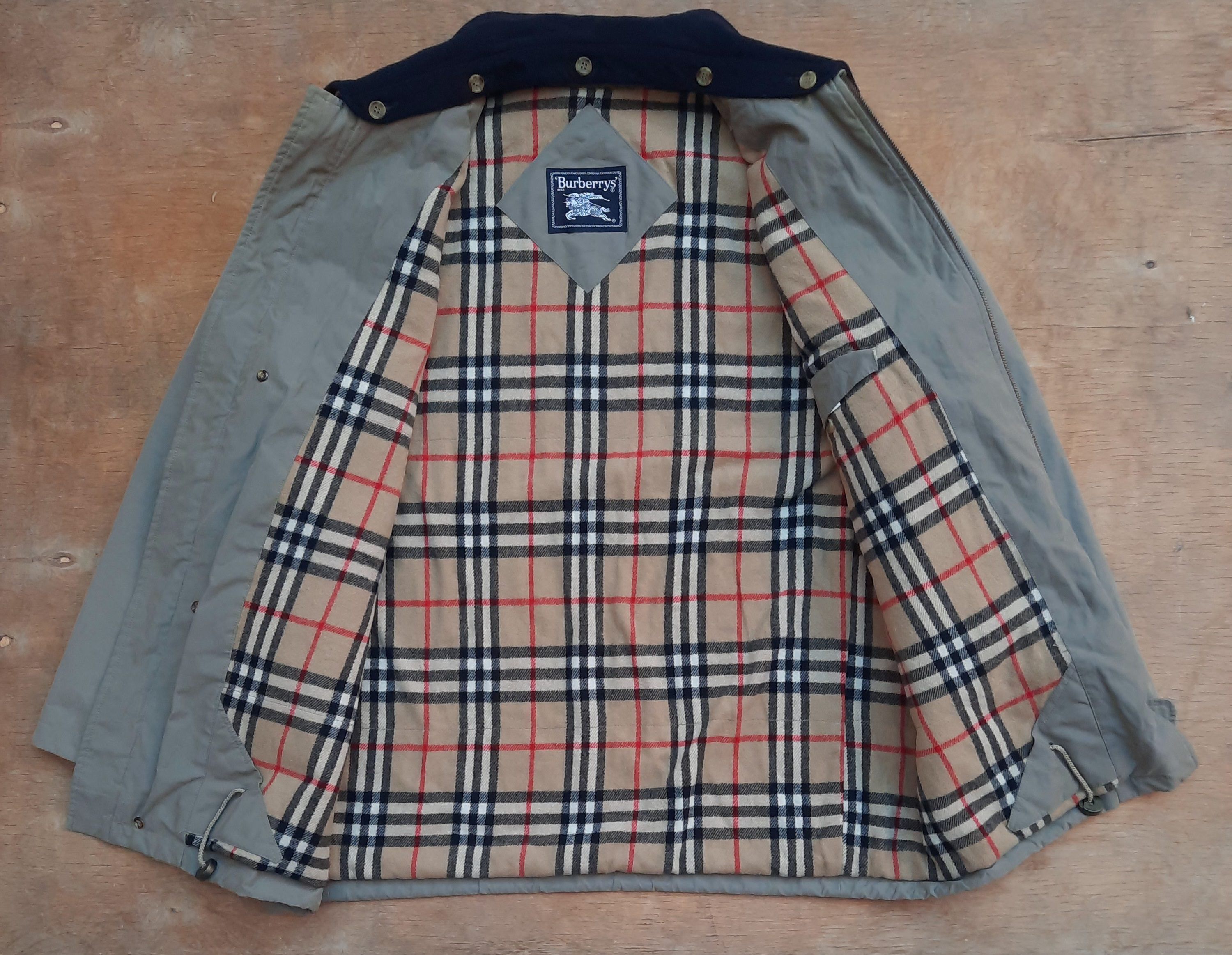 Burberry 90s Burberrys khaki Chore Jacket wool lining & collar Size US L / EU 52-54 / 3 - 5 Thumbnail