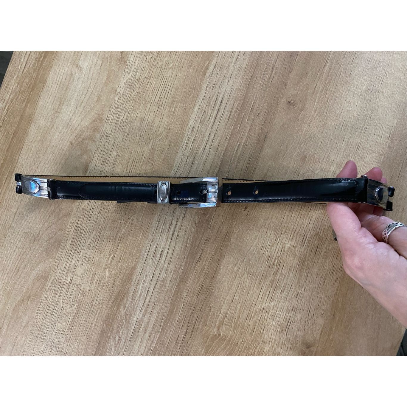 Brighton Brighton Belt - Black Leather with Silvertone Belt-Buckle Size ONE SIZE - 1 Thumbnail