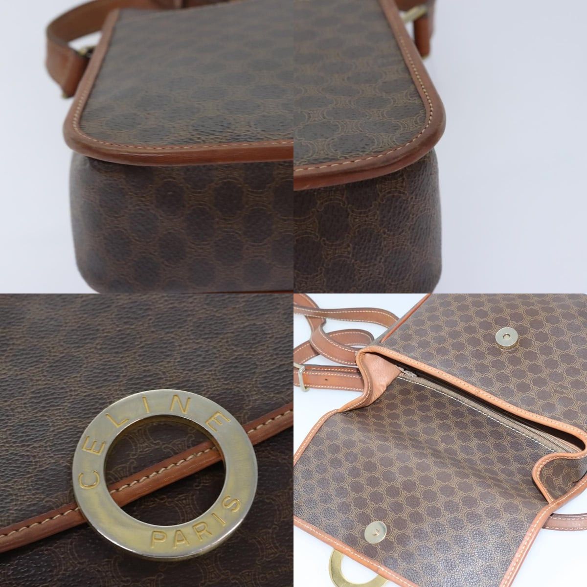 Celine CELINE Macadam Canvas Circle Shoulder Bag Pvc Leather Brown Size ONE SIZE - 11 Thumbnail