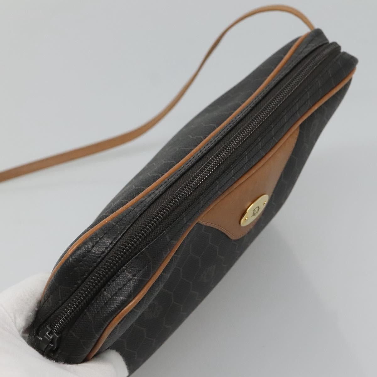DIOR Honeycomb Canvas Shoulder Bag Black Gold