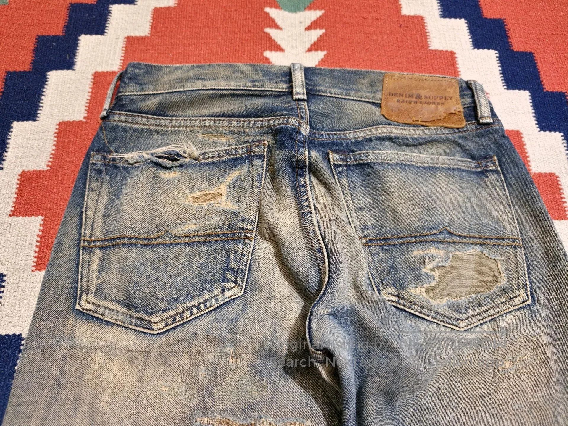 RRL Ralph Lauren RL Ralph Lauren Heavy Distressed Patch Jeans. Size US 31 - 5 Thumbnail