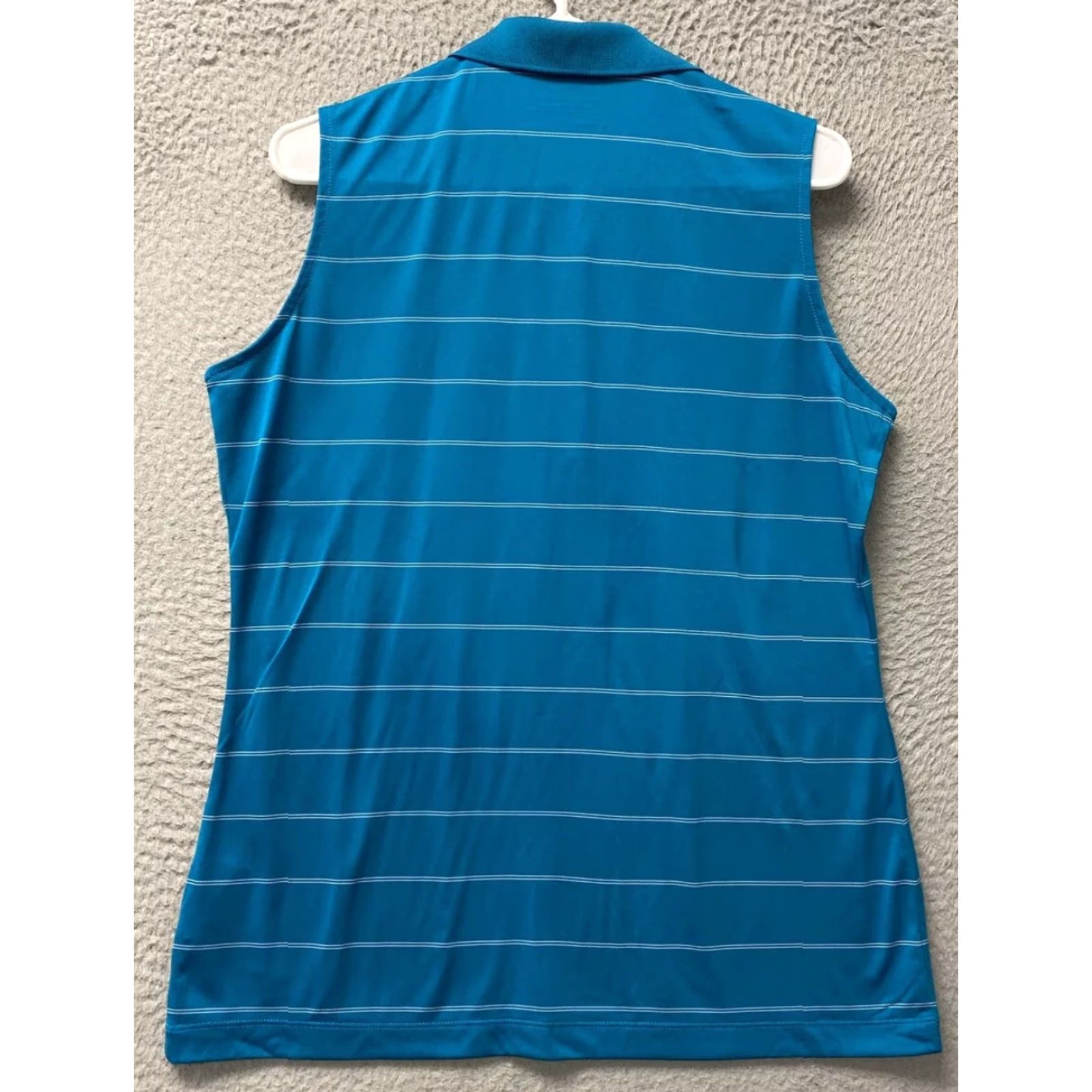 Nike VINTAGE NIKE GOLF Performance Polo Womens Aqua L Dri-Fit Stripe Sleeveless /44-85 Size ONE SIZE - 7 Thumbnail